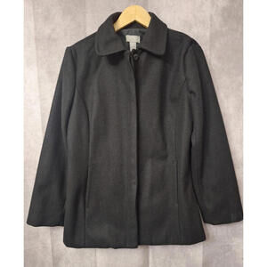 Vintage Old Navy Wool Blend Pea Coat Women Sz M Black Classic Preppy Timeless